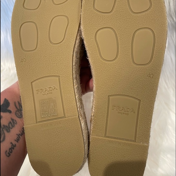 🛍️🛍️SOLD🛍️🛍️AUTHENTIC PRADA LOGO PLATFORM ESPADRILLES SANDALS - Picture 6 of 8